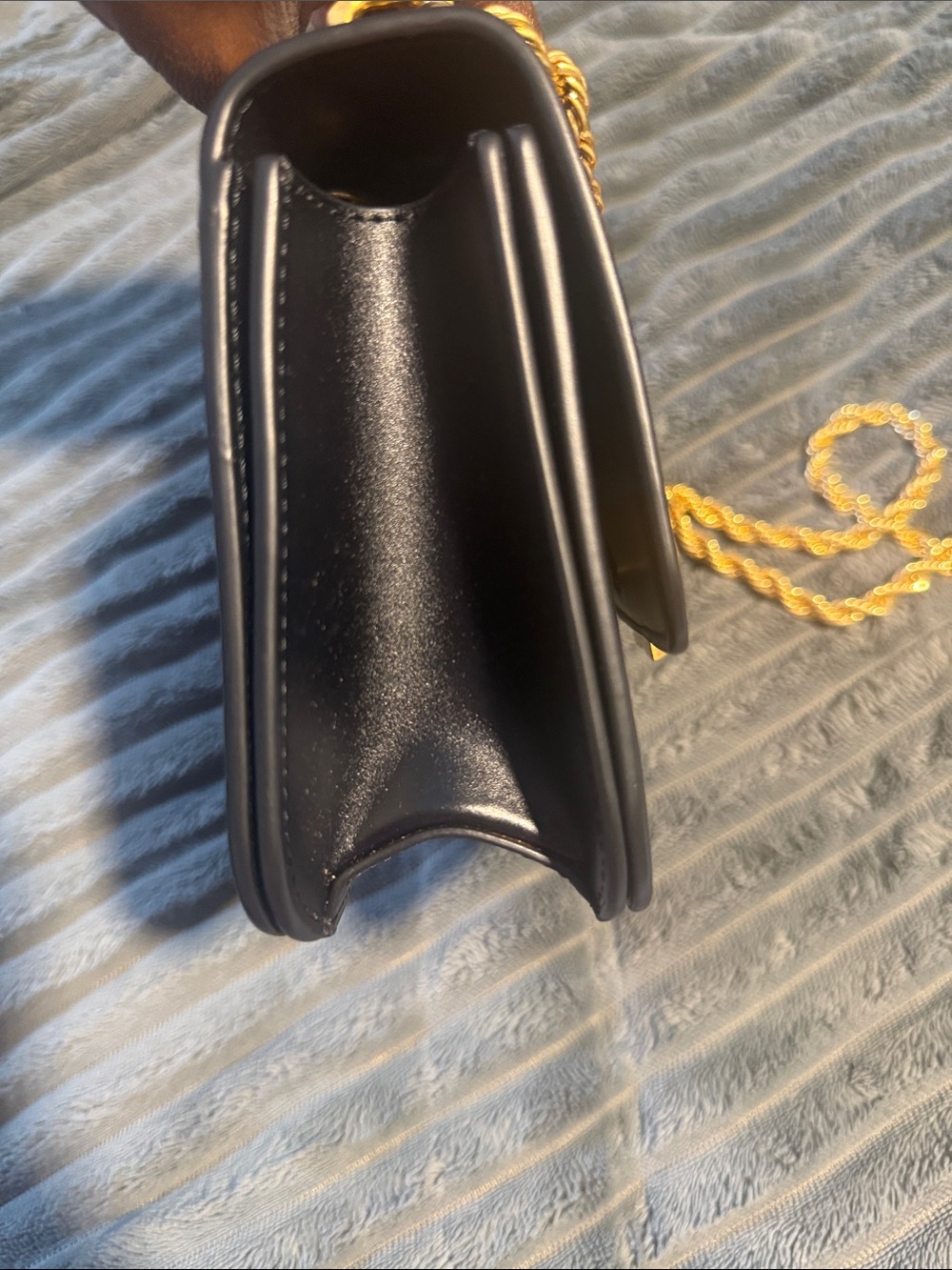 $750 Tory Burch Eleanor Small Convertible Black/Gold Leather Shoulder bag - Picture 8 of 9